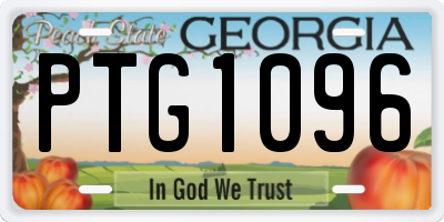 GA license plate PTG1096