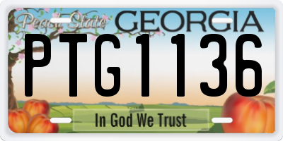 GA license plate PTG1136