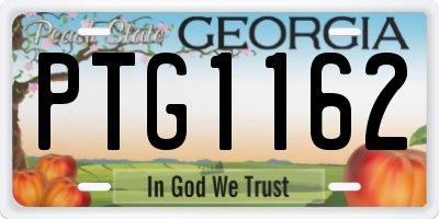 GA license plate PTG1162