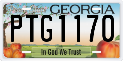 GA license plate PTG1170