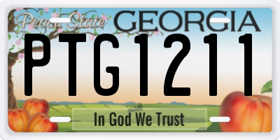 GA license plate PTG1211