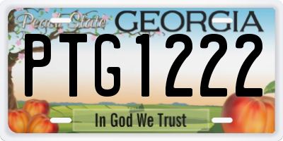 GA license plate PTG1222