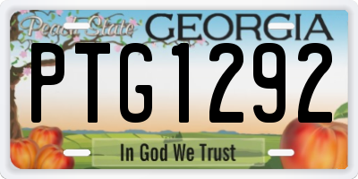 GA license plate PTG1292