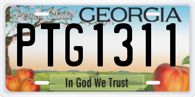GA license plate PTG1311