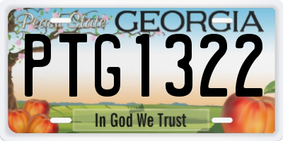 GA license plate PTG1322