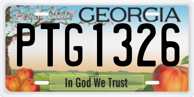 GA license plate PTG1326