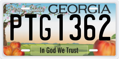 GA license plate PTG1362