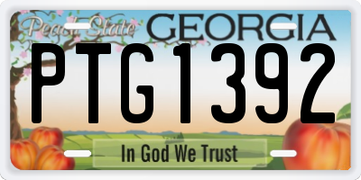 GA license plate PTG1392