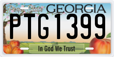 GA license plate PTG1399
