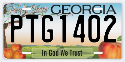 GA license plate PTG1402