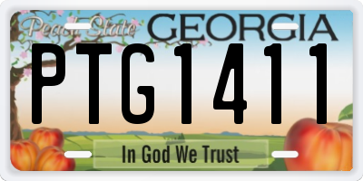 GA license plate PTG1411