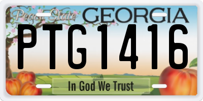 GA license plate PTG1416