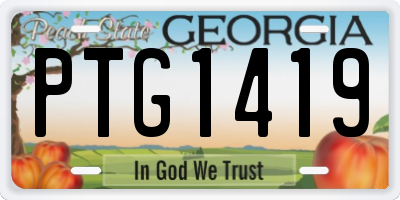 GA license plate PTG1419