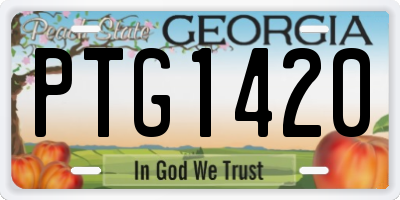 GA license plate PTG1420