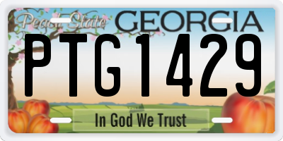 GA license plate PTG1429