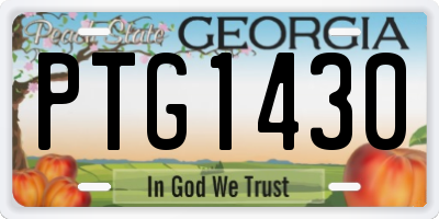 GA license plate PTG1430