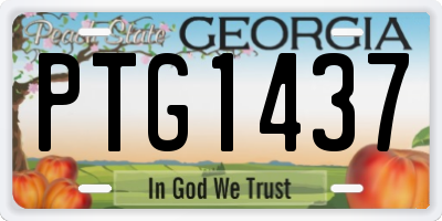 GA license plate PTG1437
