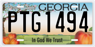 GA license plate PTG1494