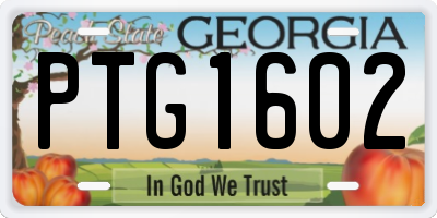 GA license plate PTG1602