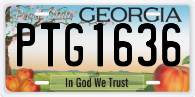 GA license plate PTG1636