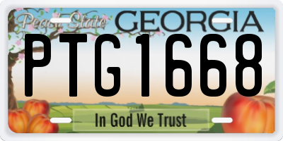 GA license plate PTG1668