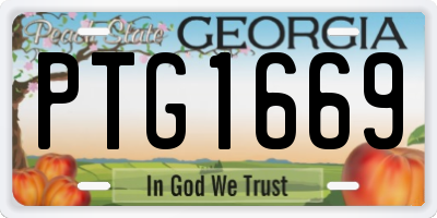 GA license plate PTG1669