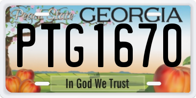 GA license plate PTG1670