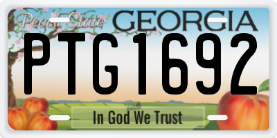GA license plate PTG1692