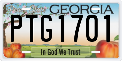 GA license plate PTG1701