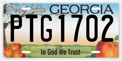 GA license plate PTG1702