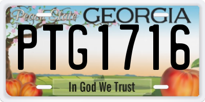 GA license plate PTG1716