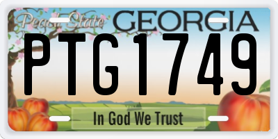 GA license plate PTG1749