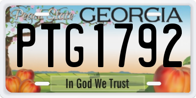 GA license plate PTG1792