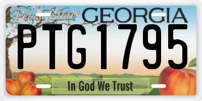 GA license plate PTG1795