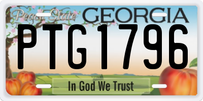 GA license plate PTG1796