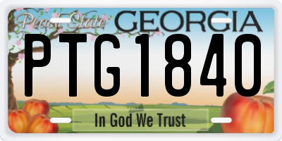 GA license plate PTG1840