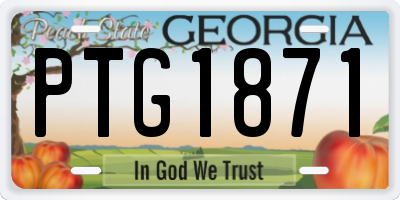 GA license plate PTG1871
