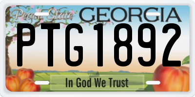 GA license plate PTG1892
