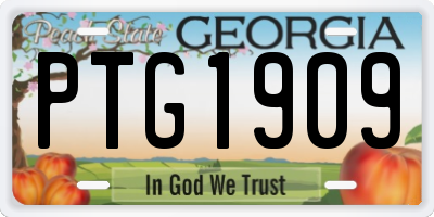 GA license plate PTG1909