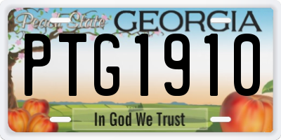 GA license plate PTG1910