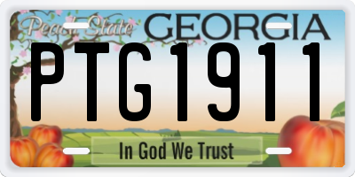 GA license plate PTG1911