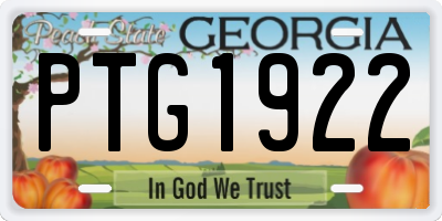 GA license plate PTG1922