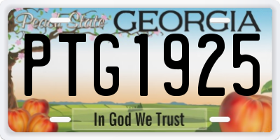 GA license plate PTG1925