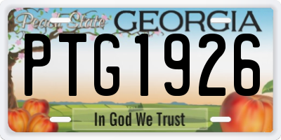 GA license plate PTG1926
