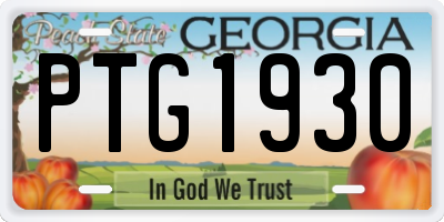 GA license plate PTG1930