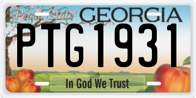 GA license plate PTG1931