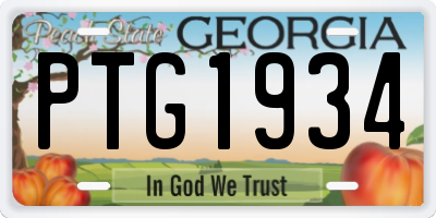 GA license plate PTG1934
