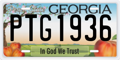 GA license plate PTG1936