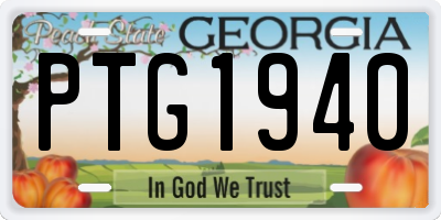 GA license plate PTG1940