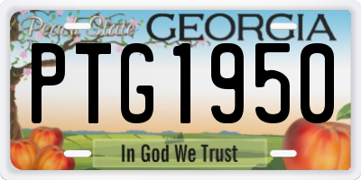 GA license plate PTG1950